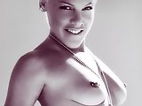 Pink show her naked breasts