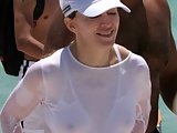 Madonna showing her hard nipples in white T