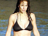 Kelly Preston caught in skimpy black bikini in the river sexy candids