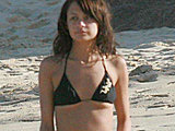 Nicole Richie relaxing in a tiny bikini with boyfriend beach candids