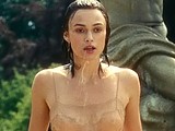 Keira Knightley flashing tits & pussy in wet dress