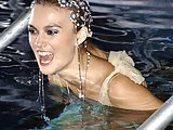 Skinny celeb Keira Knightley in sexy wet dress