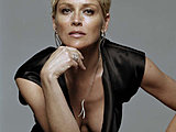 Sharon Stone showing off her very sexy cleavage in black dress
