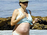 Minnie Driver caught pregnant in bikini on the beach paparazzi candids