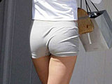 Evangeline Lilly shows sweet booty in cute shorts and fuzzy bunny ears