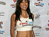 Kelly Hu baring her hot midriff in a skimpy crop top and jeans