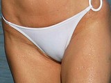 Carla Bruni shows lips thru bikini