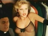Eva Herzigova flashes her amazing tits thru dress
