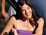 Selma Blair showing off her hot legs on the set of Kath and Kim