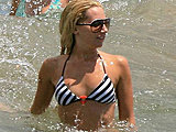 Ashley Tisdale blonde fox looks amazing in a tube bikinis on the beach