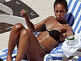 Alicia Keys caught tanning her hot body in a tiny bikini candids