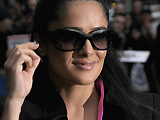 Salma Hayek brings boobs to letterman 