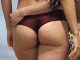 Mena Suvari flaunting her sweet ass in a teeny thong bikini candids