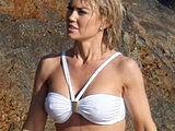 Kelly Carlson caught bathing in a tiny white bikini sexy candids
