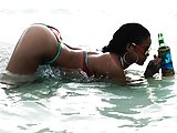 Rihanna see-through blouse and in bikini